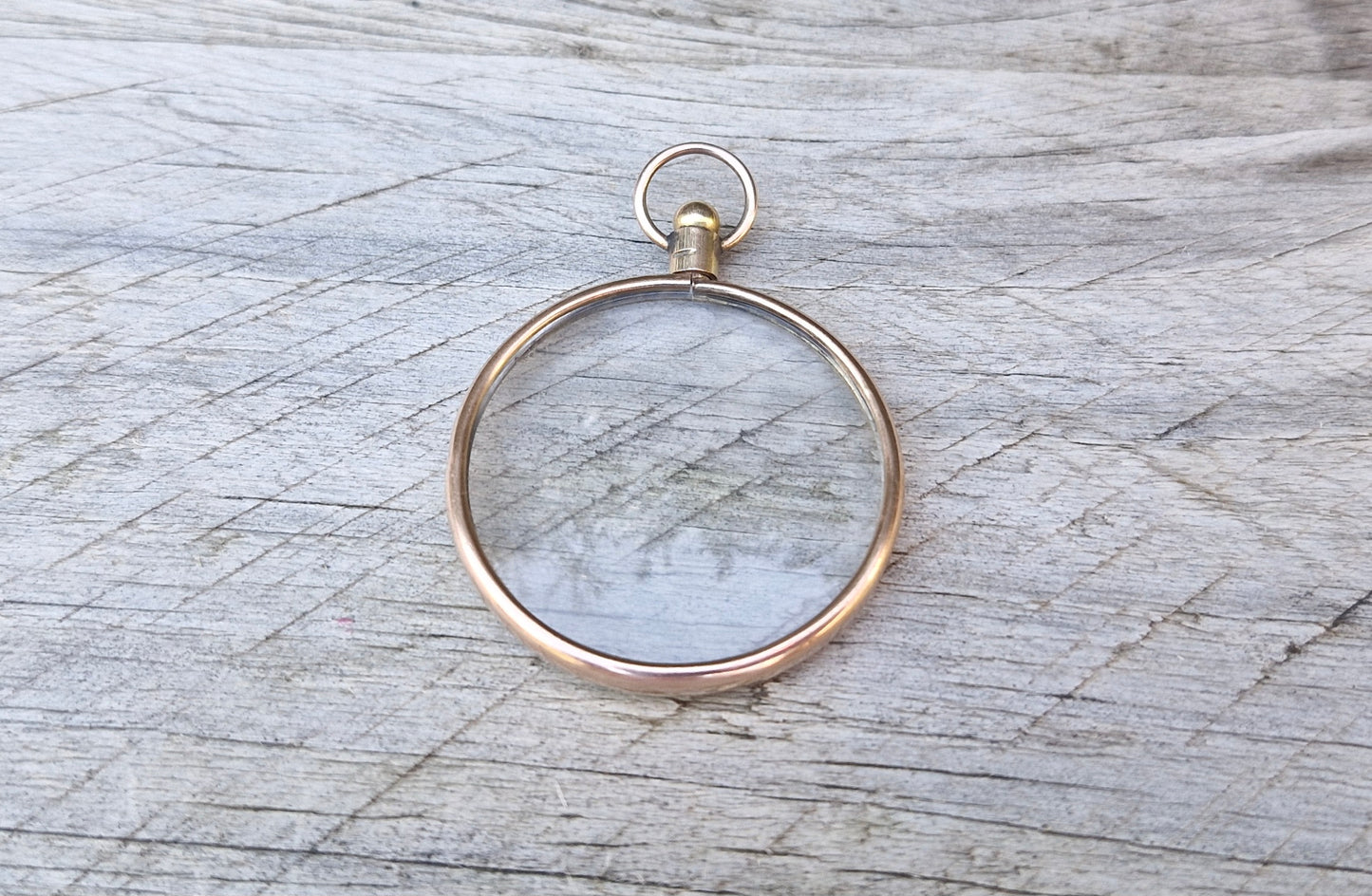 Large Antique Double Sided Glass Photo Memento Pendant, 9ct Gold