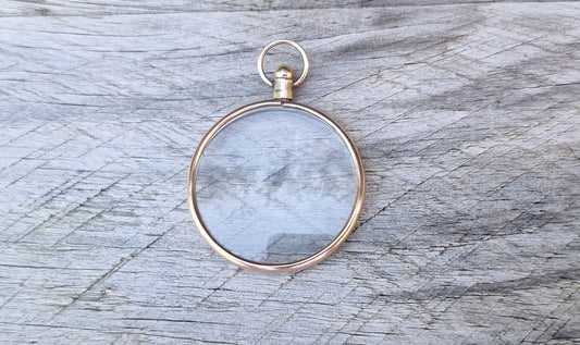 Large Antique Double Sided Glass Photo Memento Pendant, 9ct Gold