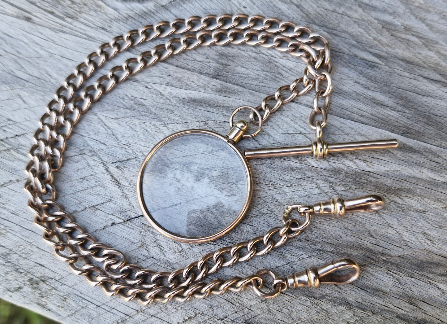 Large Antique Double Sided Glass Photo Memento Pendant, 9ct Gold