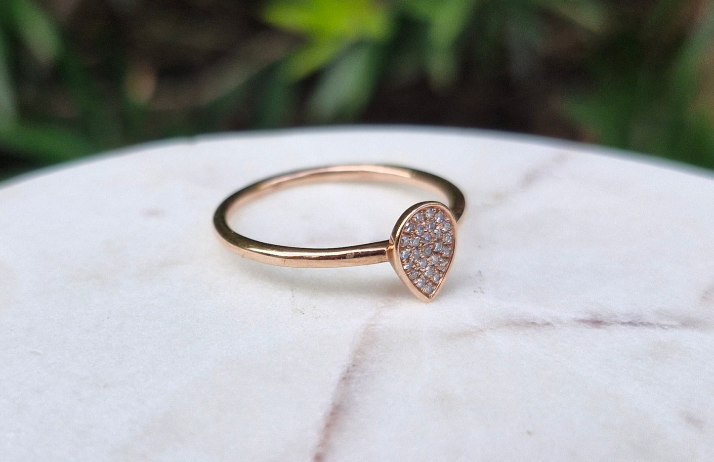 9ct Rose Gold Diamond Ring - Size N 1/2
