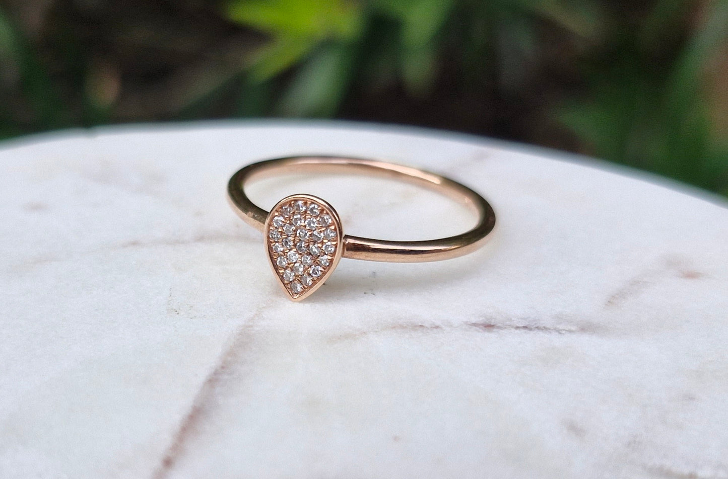 9ct Rose Gold Diamond Ring - Size N 1/2