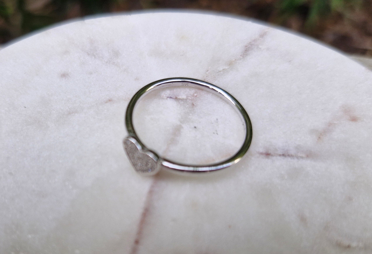 9ct White Gold Diamond Heart Ring - Size N 1/2