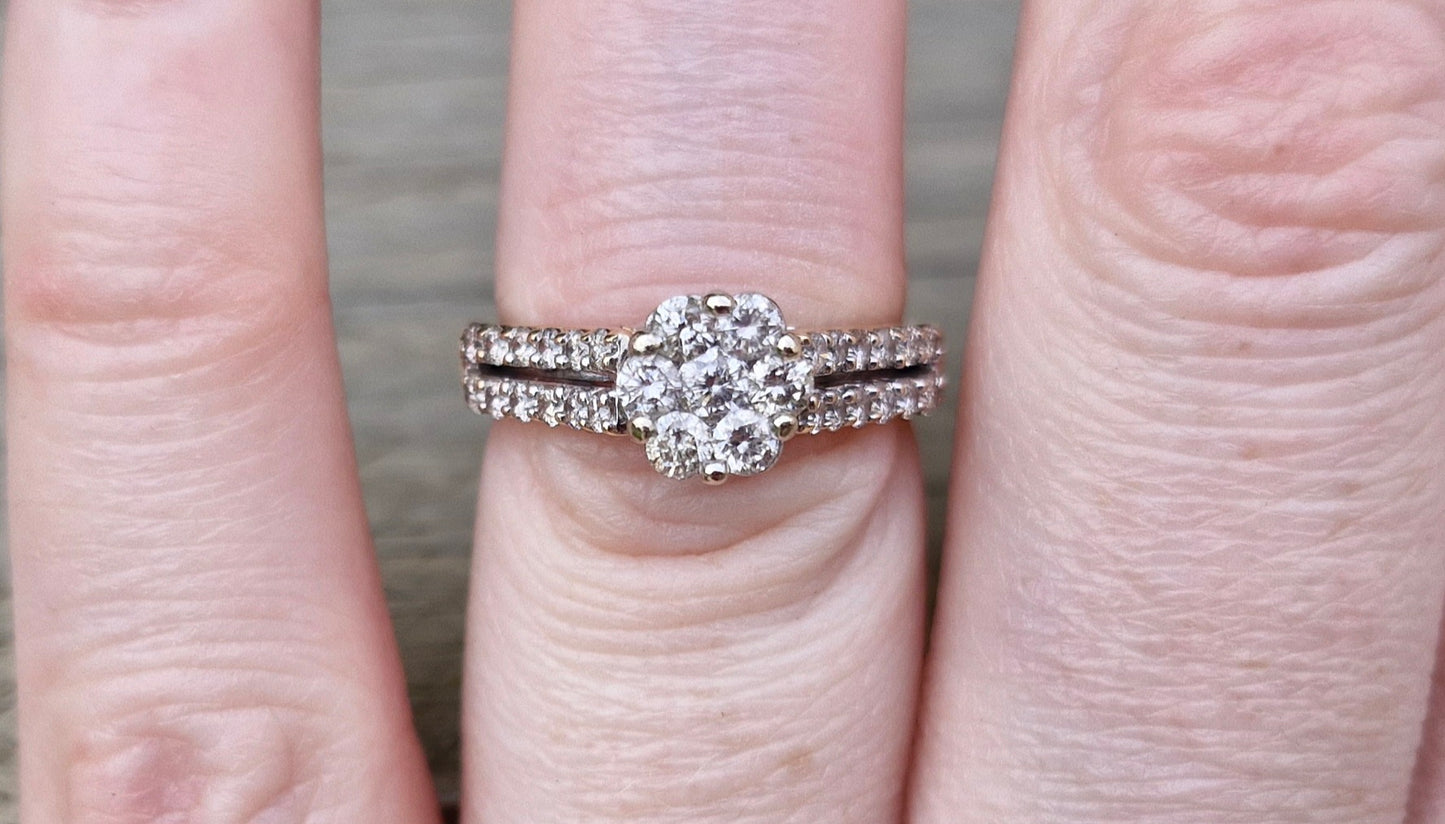 10ct Gold Diamond Ring - Size M