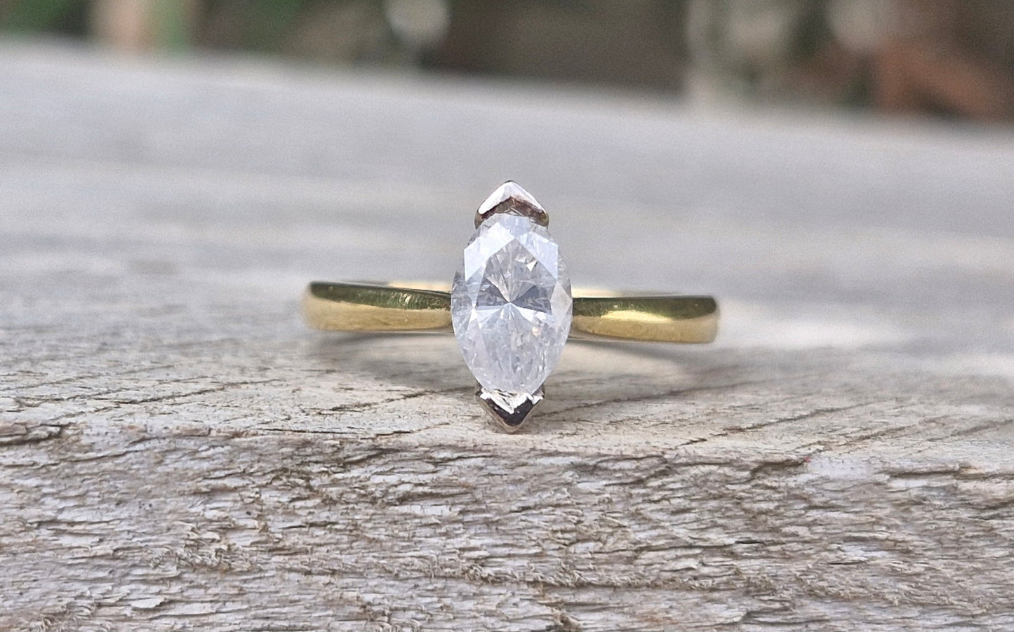 Valuation $10,990 - 1.02ct Marquise Diamond Ring, 18ct Gold - Size M 1/2