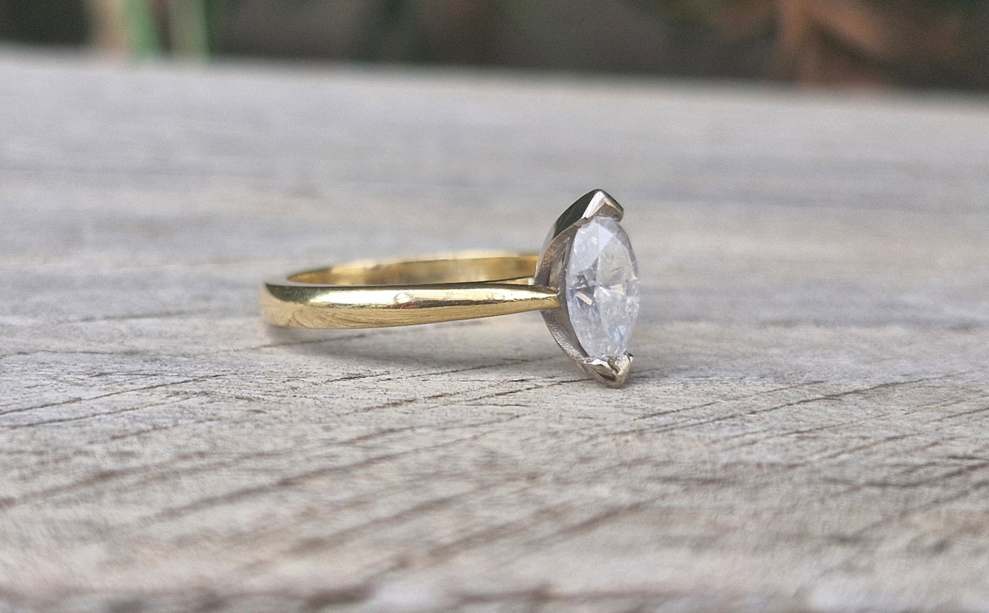 Valuation $10,990 - 1.02ct Marquise Diamond Ring, 18ct Gold - Size M 1/2