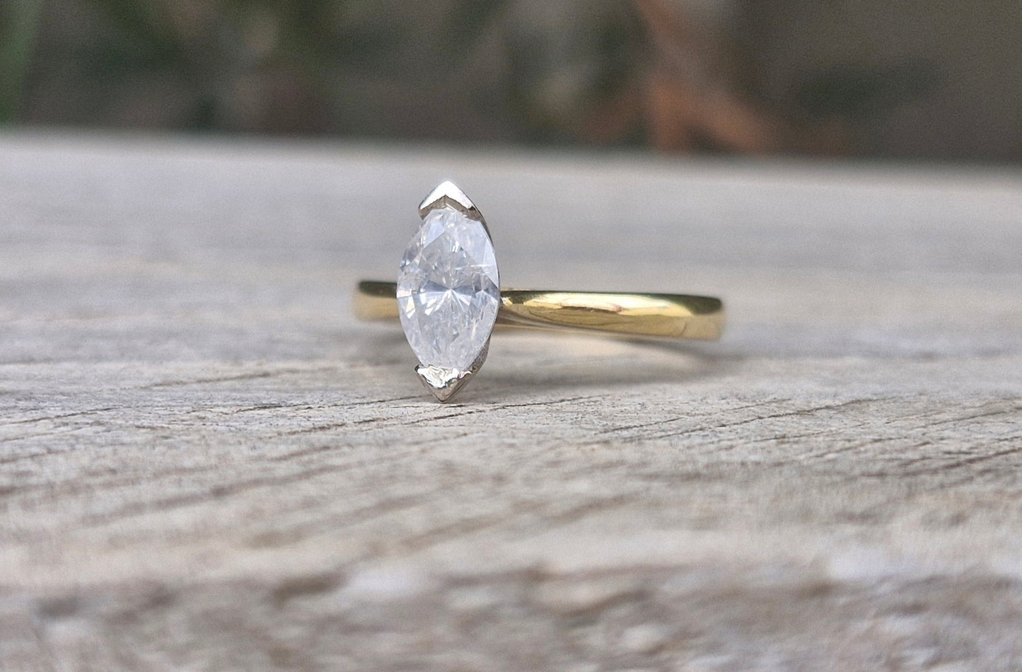 Valuation $10,990 - 1.02ct Marquise Diamond Ring, 18ct Gold - Size M 1/2