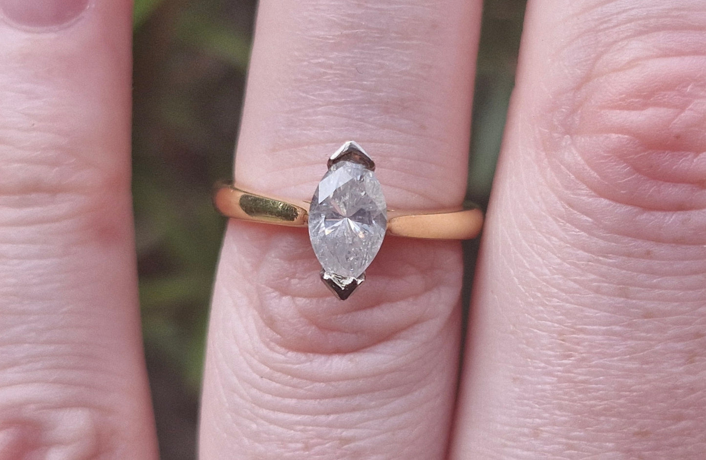 Valuation $10,990 - 1.02ct Marquise Diamond Ring, 18ct Gold - Size M 1/2