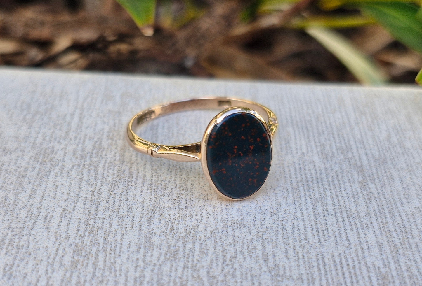 1910-1930 Australian History - Antique Bloodstone Ring in 9ct Rosy Gold - Size O 1/2