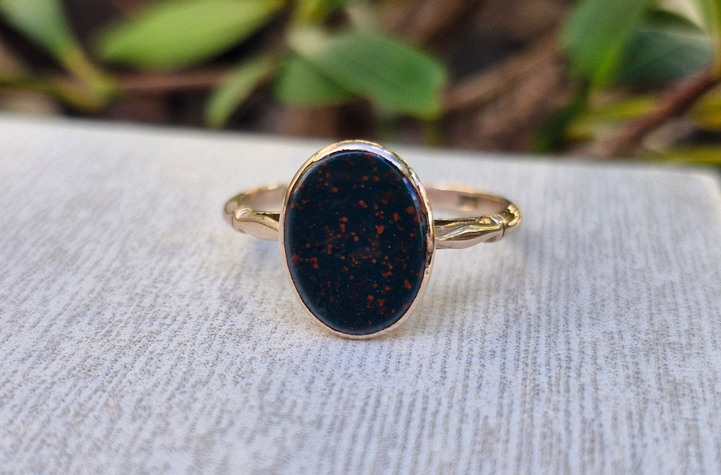 1910-1930 Australian History - Antique Bloodstone Ring in 9ct Rosy Gold - Size O 1/2