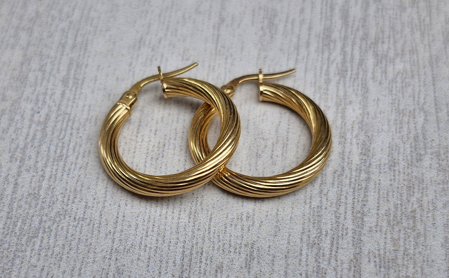 9ct Yellow Gold Creole Hoop Earrings