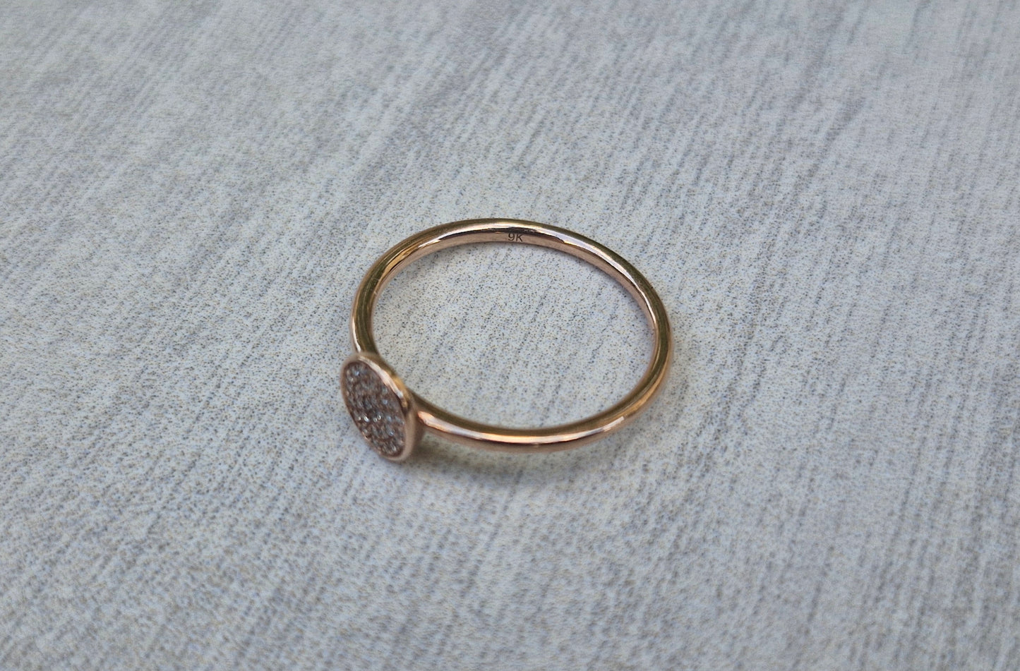 9ct Rose Gold Diamond Oval Ring - Size N 1/2 - *Scrap Price*