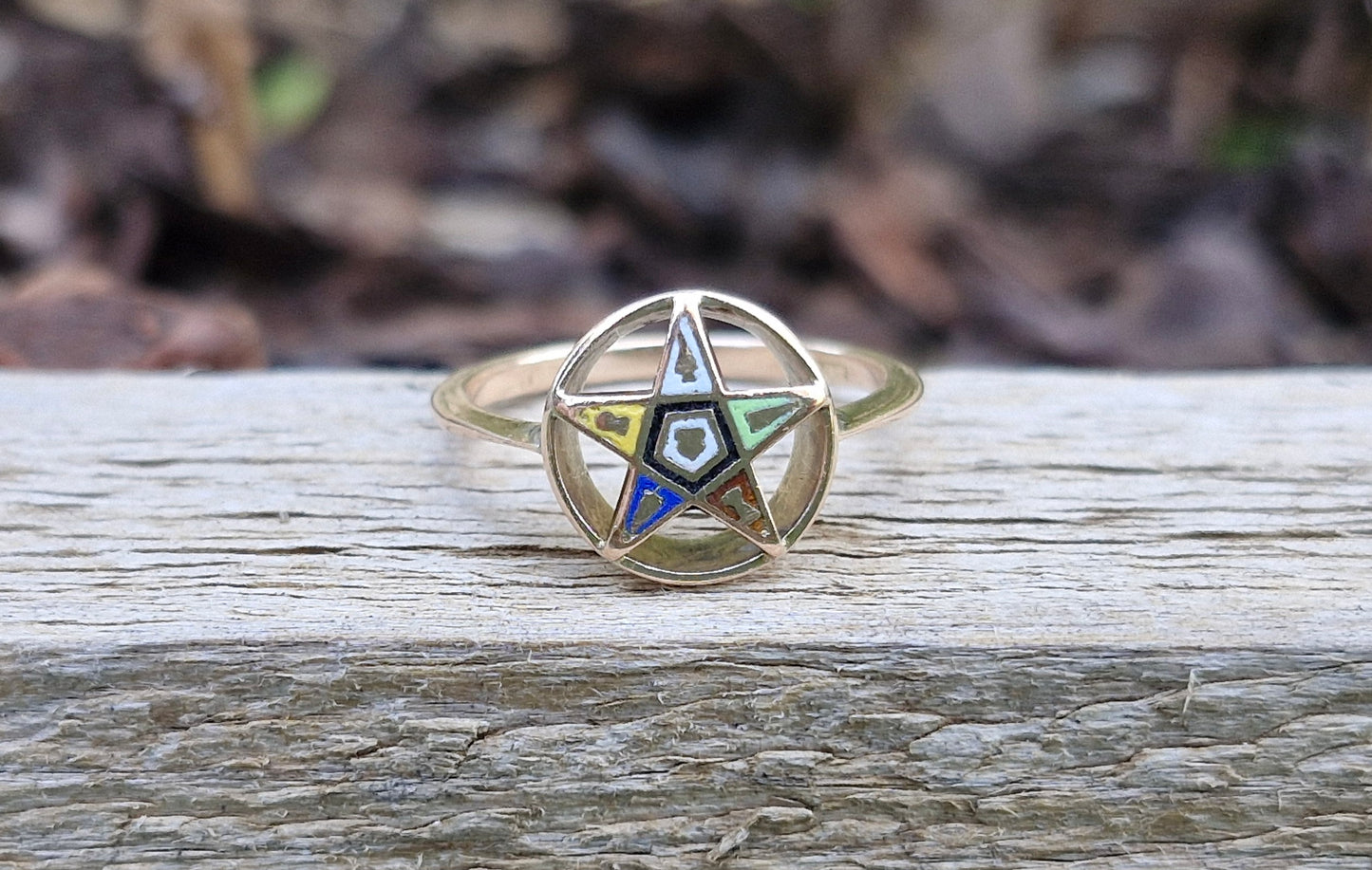 9ct Gold Antique Ring, Freemason; Order of the Eastern Star - Size N 1/2