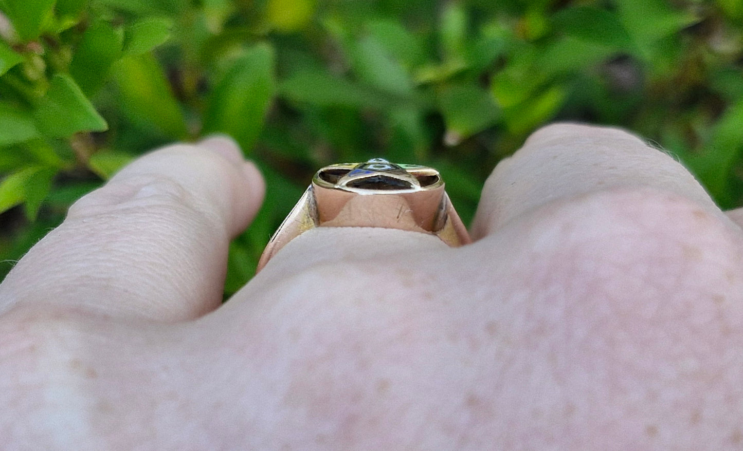 9ct Gold Antique Ring, Freemason; Order of the Eastern Star - Size N 1/2