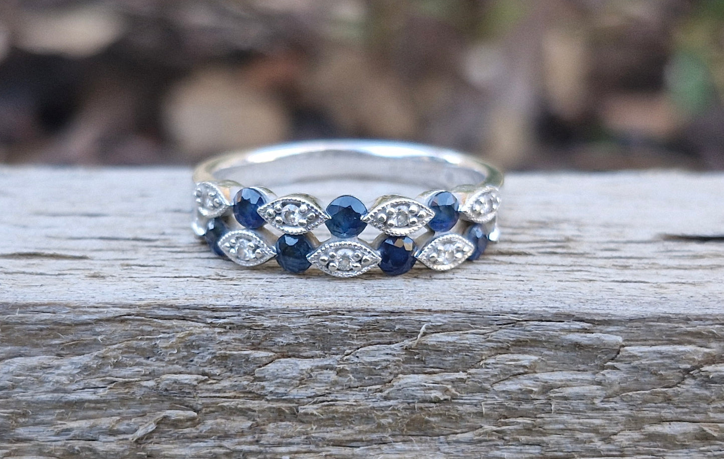 10ct White Gold, Michael Hill Jewellers, Sapphire & Diamond Band