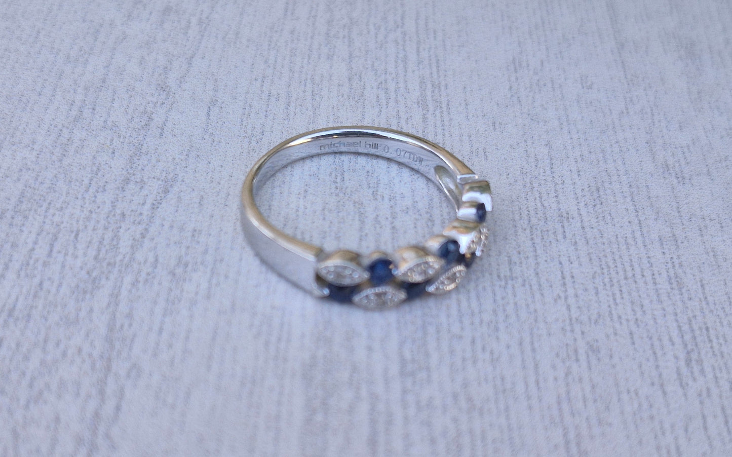 10ct White Gold, Michael Hill Jewellers, Sapphire & Diamond Band