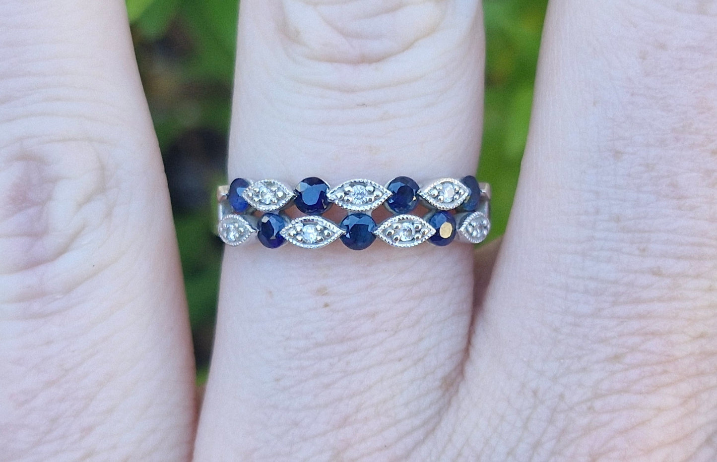 10ct White Gold, Michael Hill Jewellers, Sapphire & Diamond Band