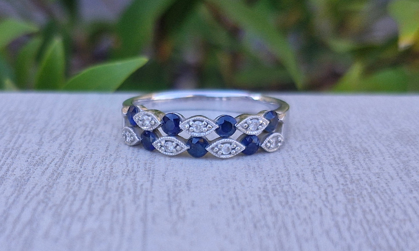 10ct White Gold, Michael Hill Jewellers, Sapphire & Diamond Band