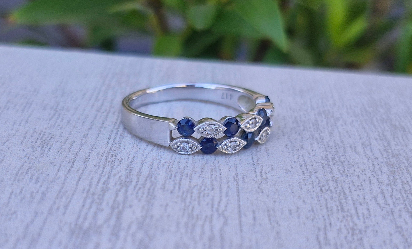 10ct White Gold, Michael Hill Jewellers, Sapphire & Diamond Band