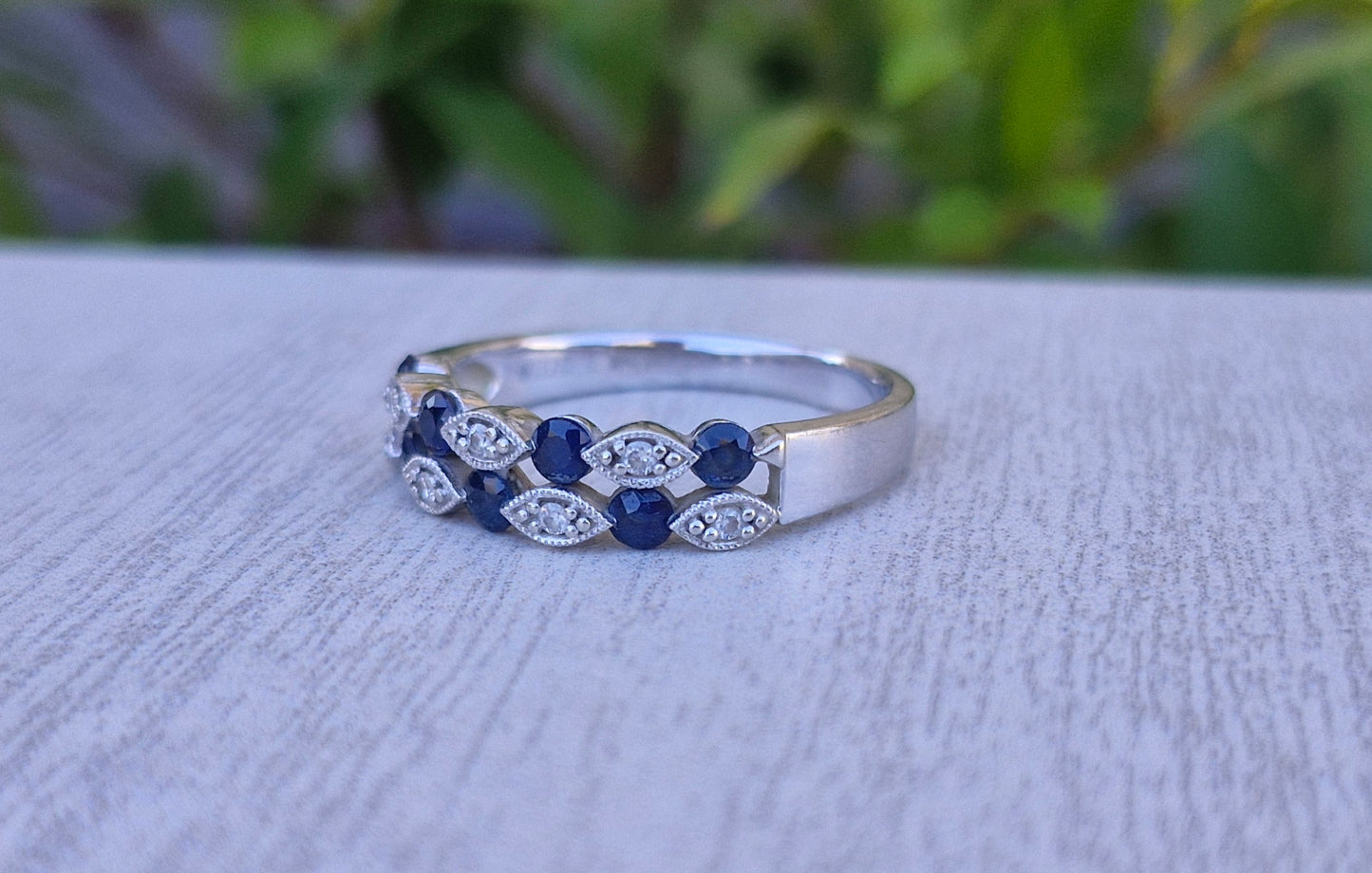 10ct White Gold, Michael Hill Jewellers, Sapphire & Diamond Band