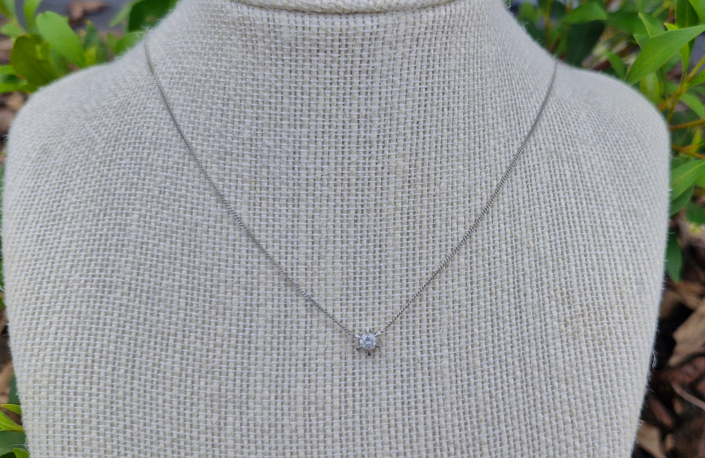 Platinum and 0.20ct Diamond Necklace - 41cms