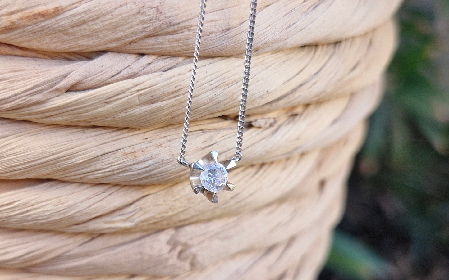 Platinum and 0.20ct Diamond Necklace - 41cms