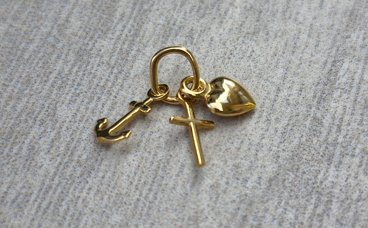 9ct Gold Dolphin & Faith, Hope, Charity - Charm for Bracelet