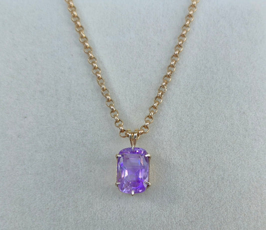 Natural Amethyst Pendant in 9ct Yellow Gold