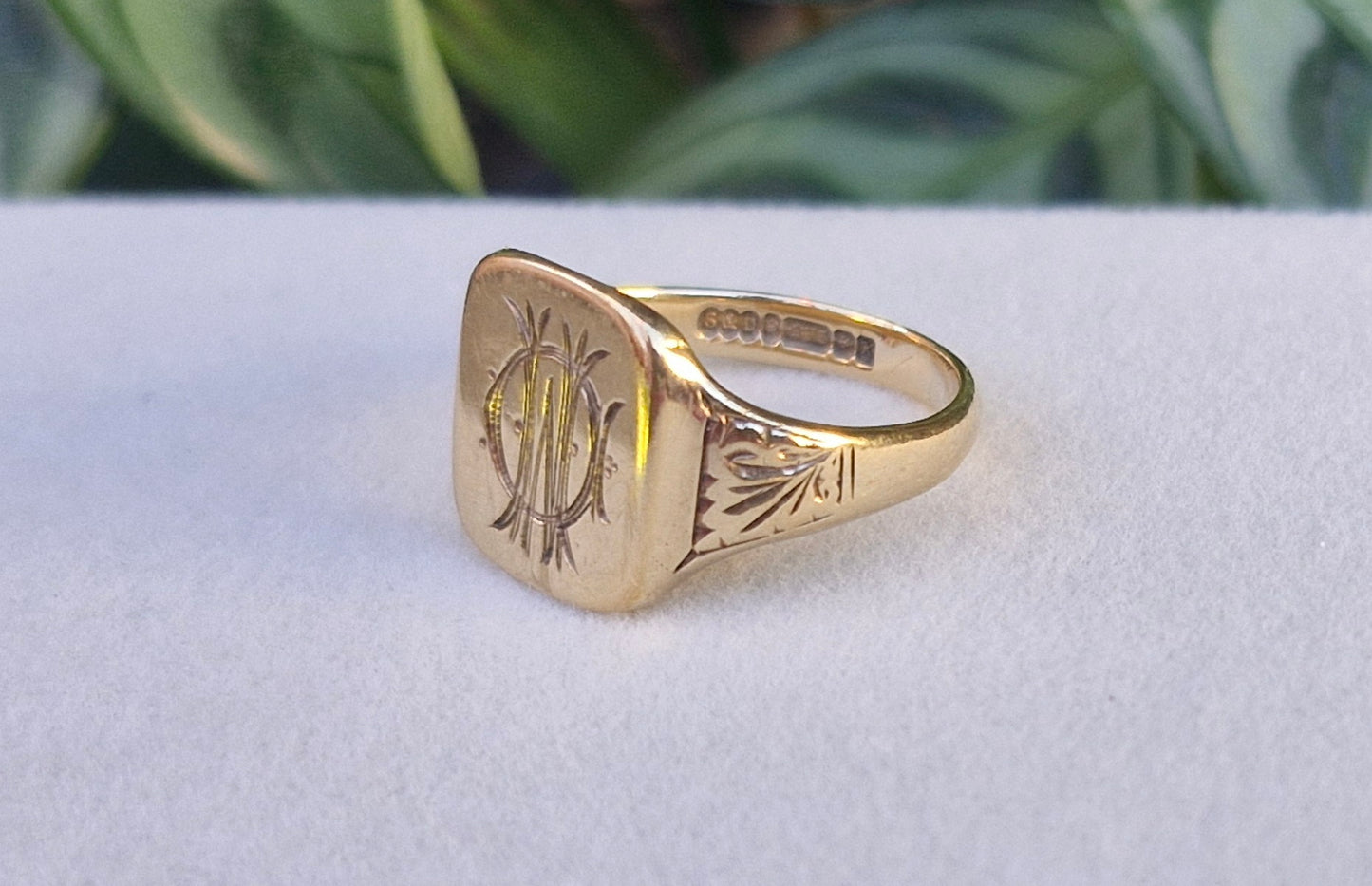 Vintage 9ct Gold Signet Monogram Ring - Size Q 1/2