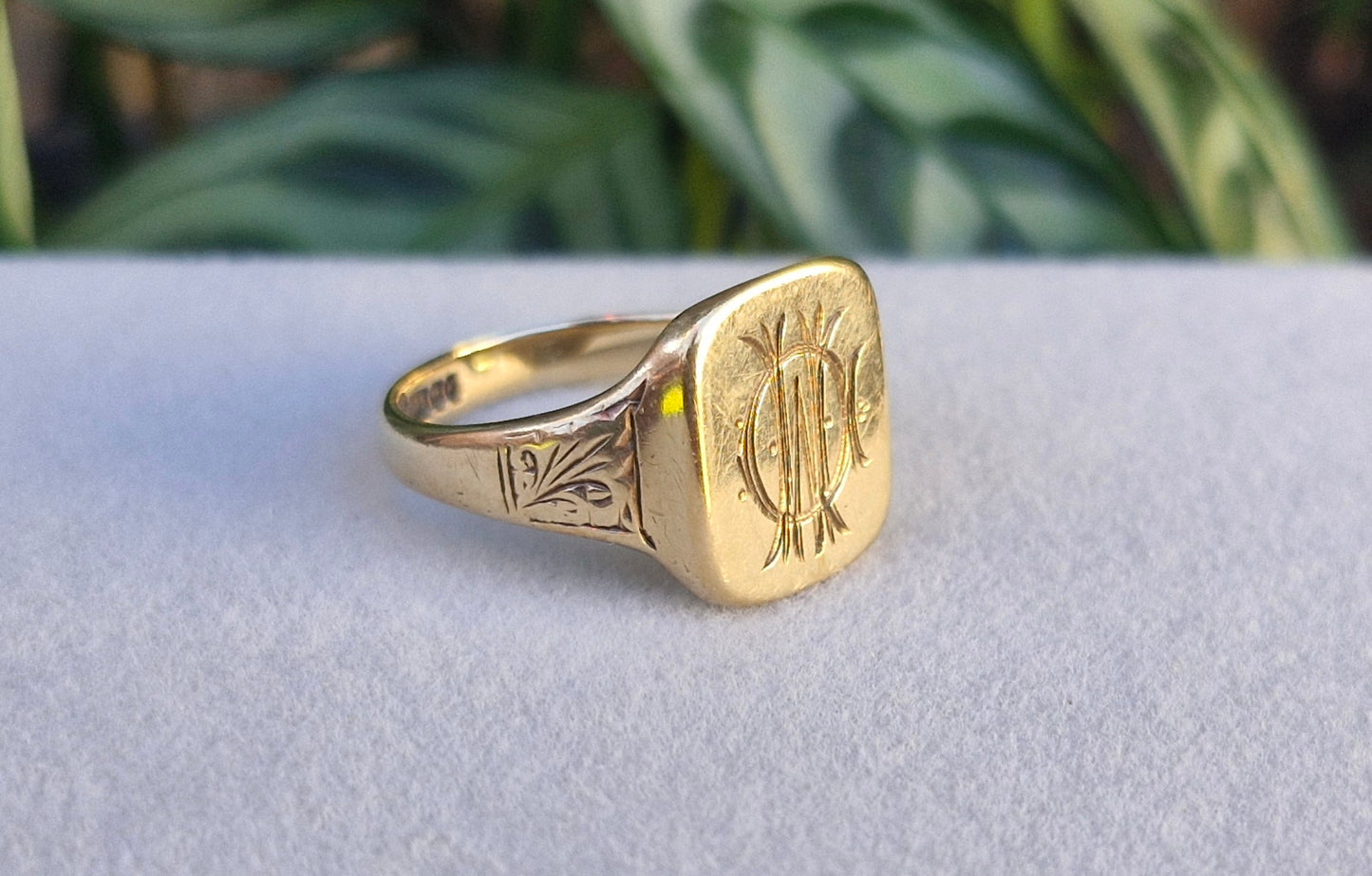 Vintage 9ct Gold Signet Monogram Ring - Size Q 1/2