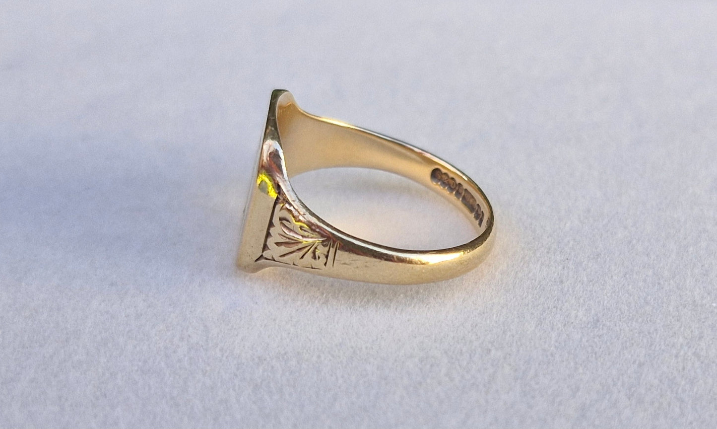 Vintage 9ct Gold Signet Monogram Ring - Size Q 1/2