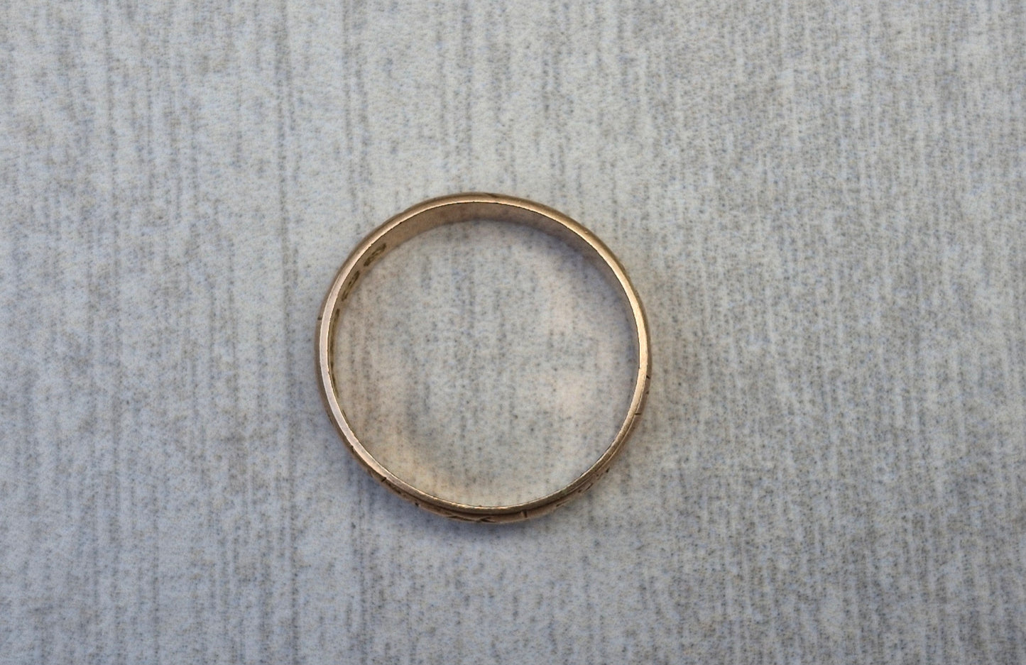 Antique 9ct Rose Gold, Eternity Engraved Pattern - Size M 1/2