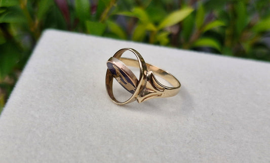 9ct Gold Rare Secret Flip Enamel Freemason Ring - Size S