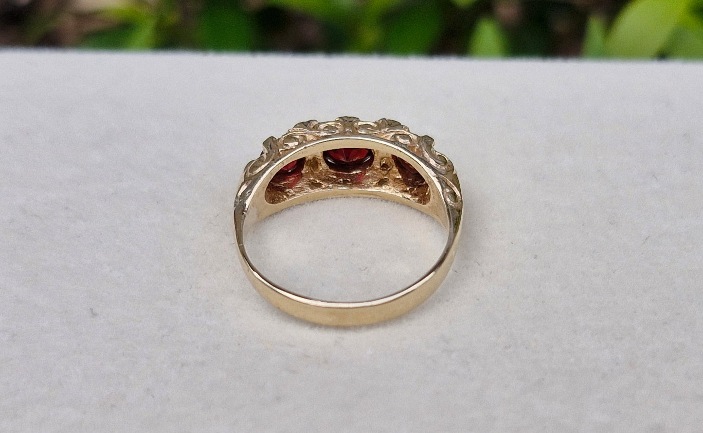 Garnet and Diamond Vintage Ring, 9ct Gold - Size N 1/2