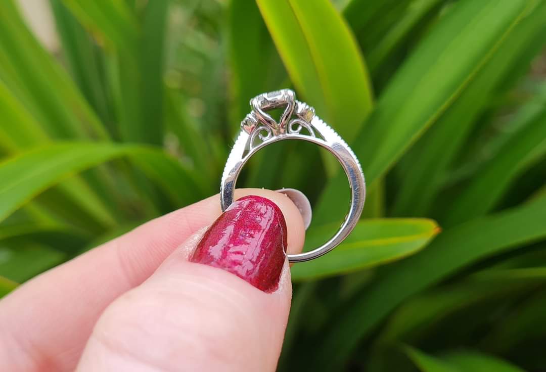 $1759 RRP - 9ct White Gold, 1/3ct Diamonds, Ruby & Sapphire Hidden Gems - Size L