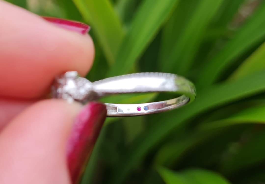 $1759 RRP - 9ct White Gold, 1/3ct Diamonds, Ruby & Sapphire Hidden Gems - Size L