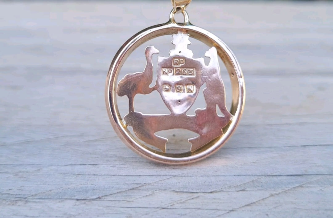 Highly Collectible Antique Willis & Sons, 9ct Rosy Gold Australiana Emblem Pendant