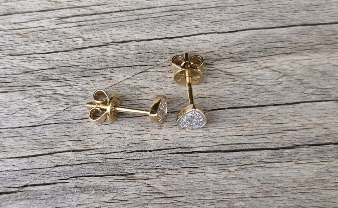 9ct Gold Diamond Ring & Earrings Gift Set, Teardrop Shape - Size N 1/2