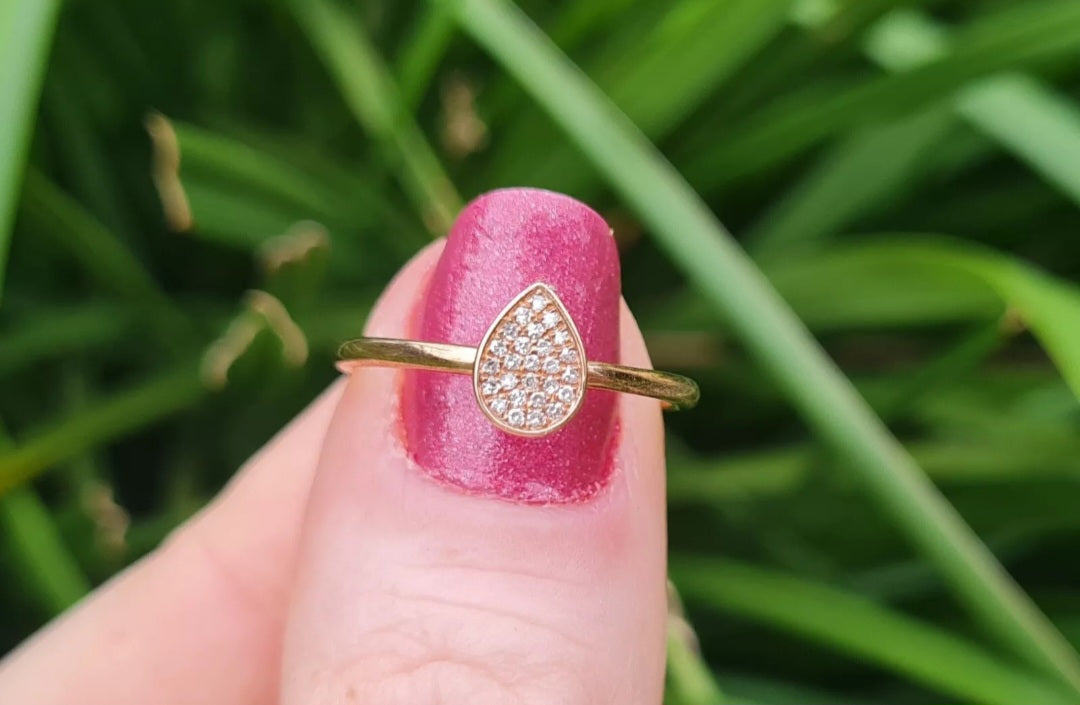 9ct Rose Gold Diamond Ring - Size N 1/2