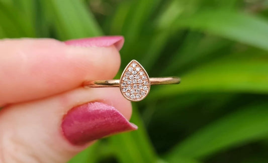 9ct Rose Gold Diamond Ring - Size N 1/2