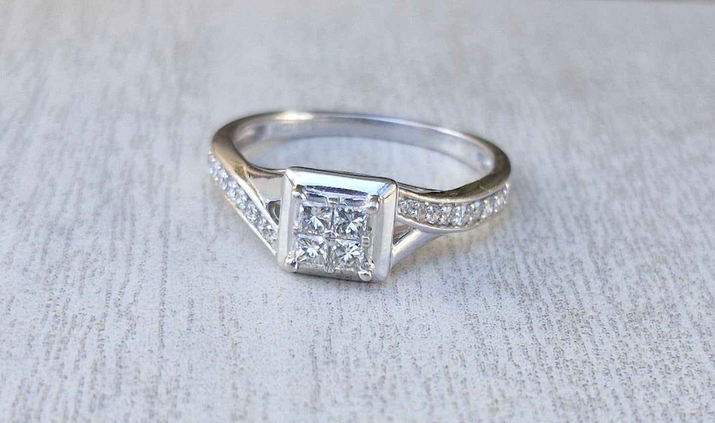 10ct White Gold Ring with 0.33cts Diamonds, Michael Hill Jewellers  - Size O 1/2