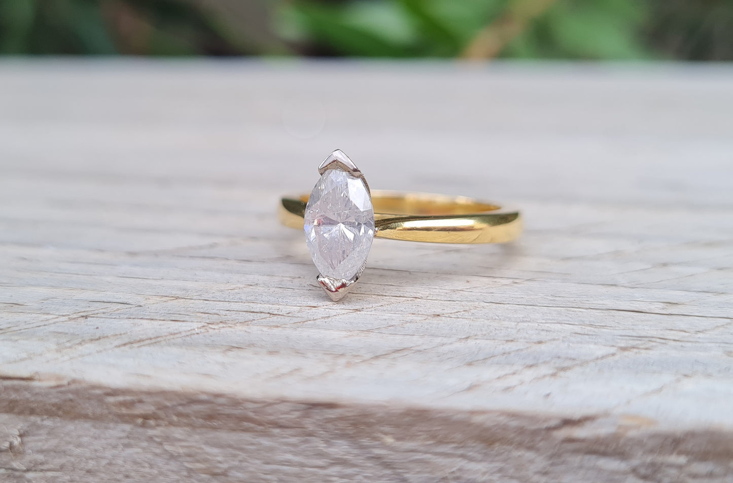 Valuation $10,990 - 1.02ct Marquise Diamond Ring, 18ct Gold - Size M 1/2