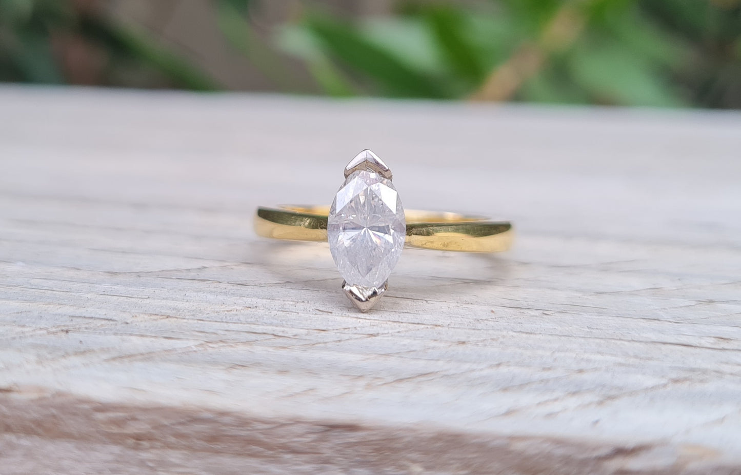 Valuation $10,990 - 1.02ct Marquise Diamond Ring, 18ct Gold - Size M 1/2