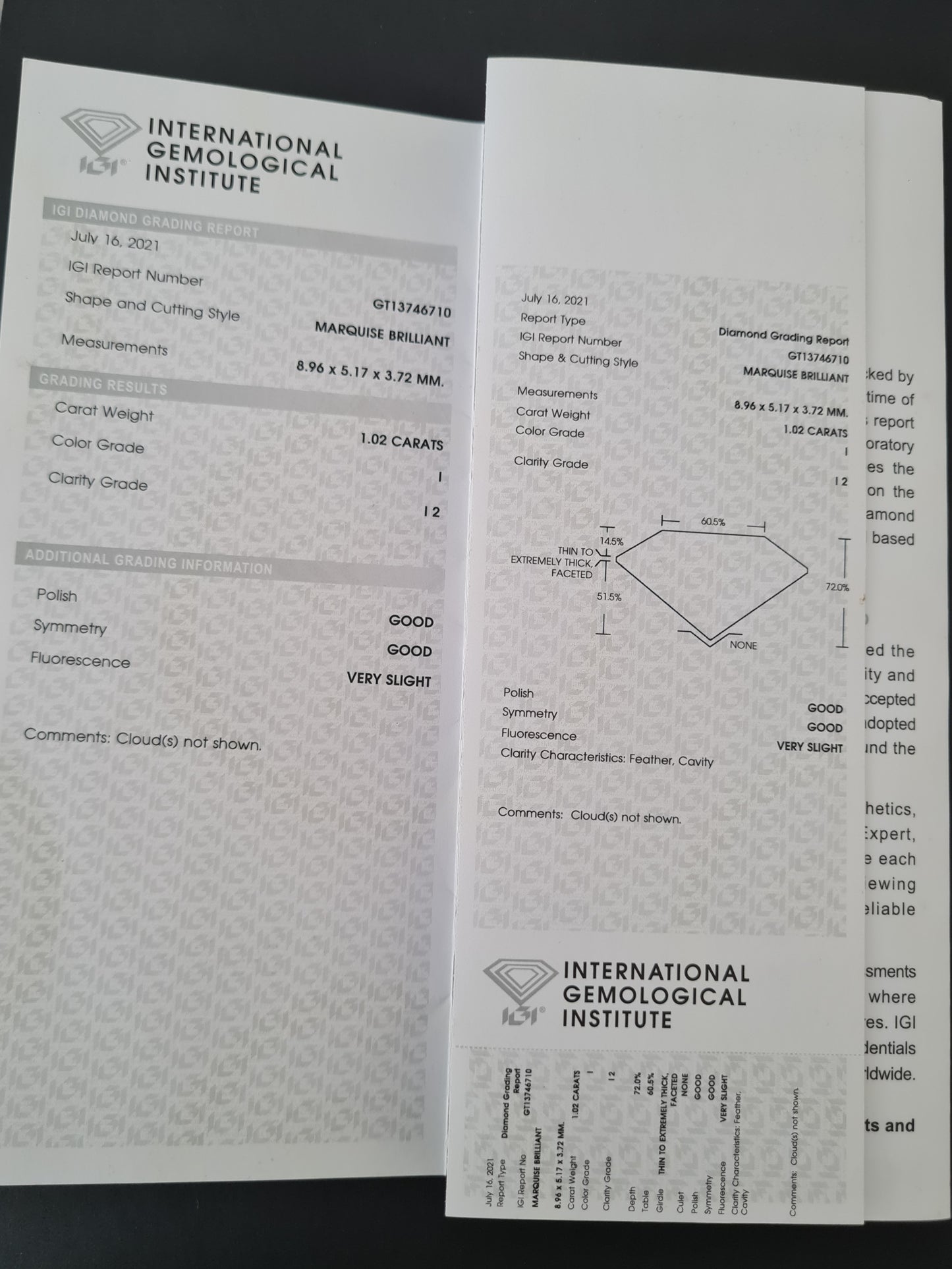 Valuation $10,990 - 1.02ct Marquise Diamond Ring, 18ct Gold - Size M 1/2