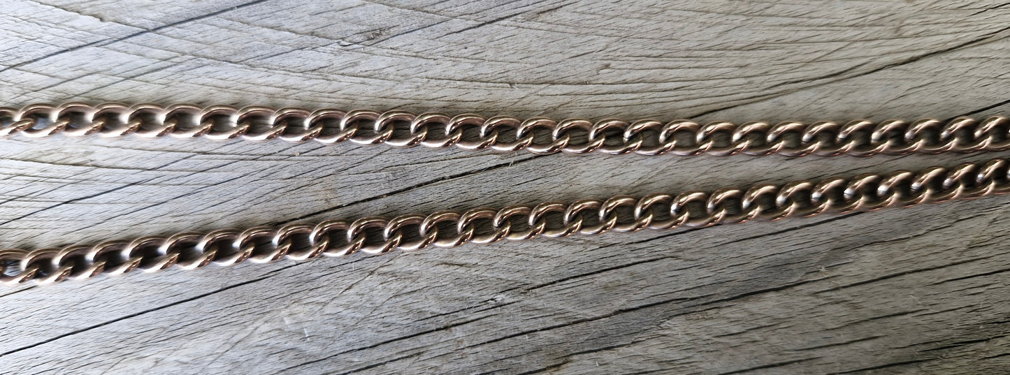 Antique Rosy Gold Necklace, 42cms with Albert Clips & T-Bar - 26.35g