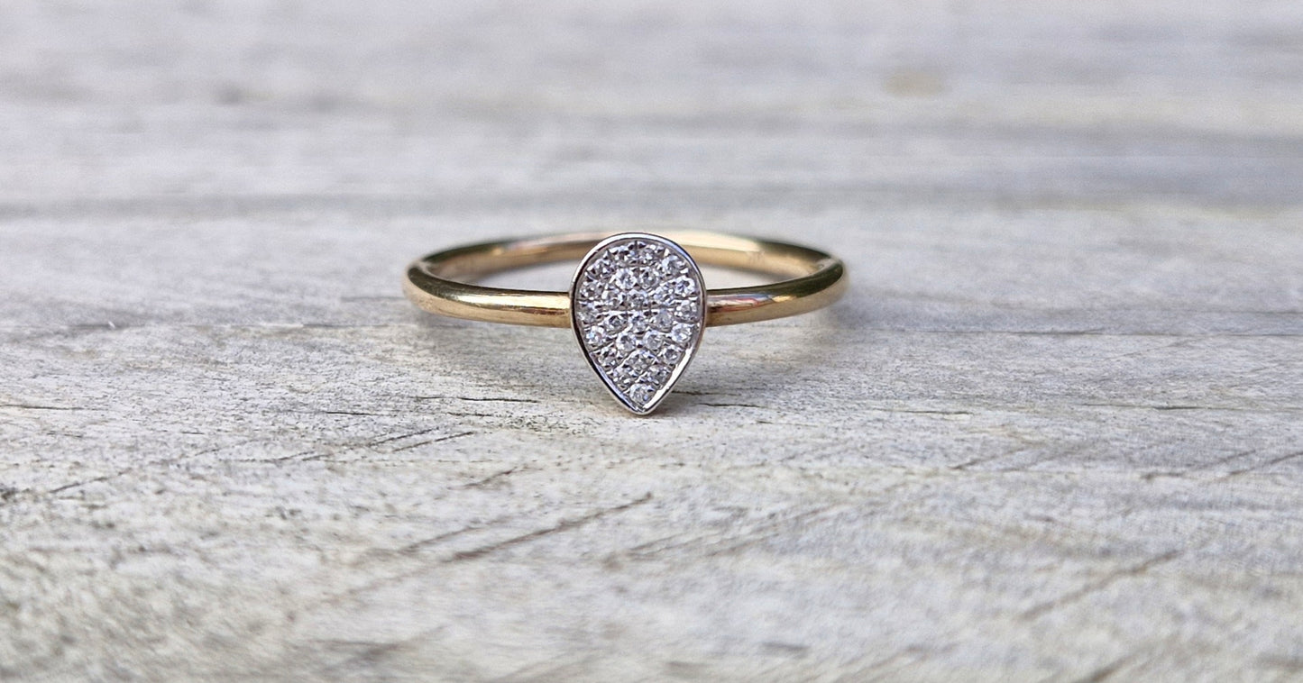 9ct Gold Diamond Ring & Earrings Gift Set, Teardrop Shape - Size N 1/2