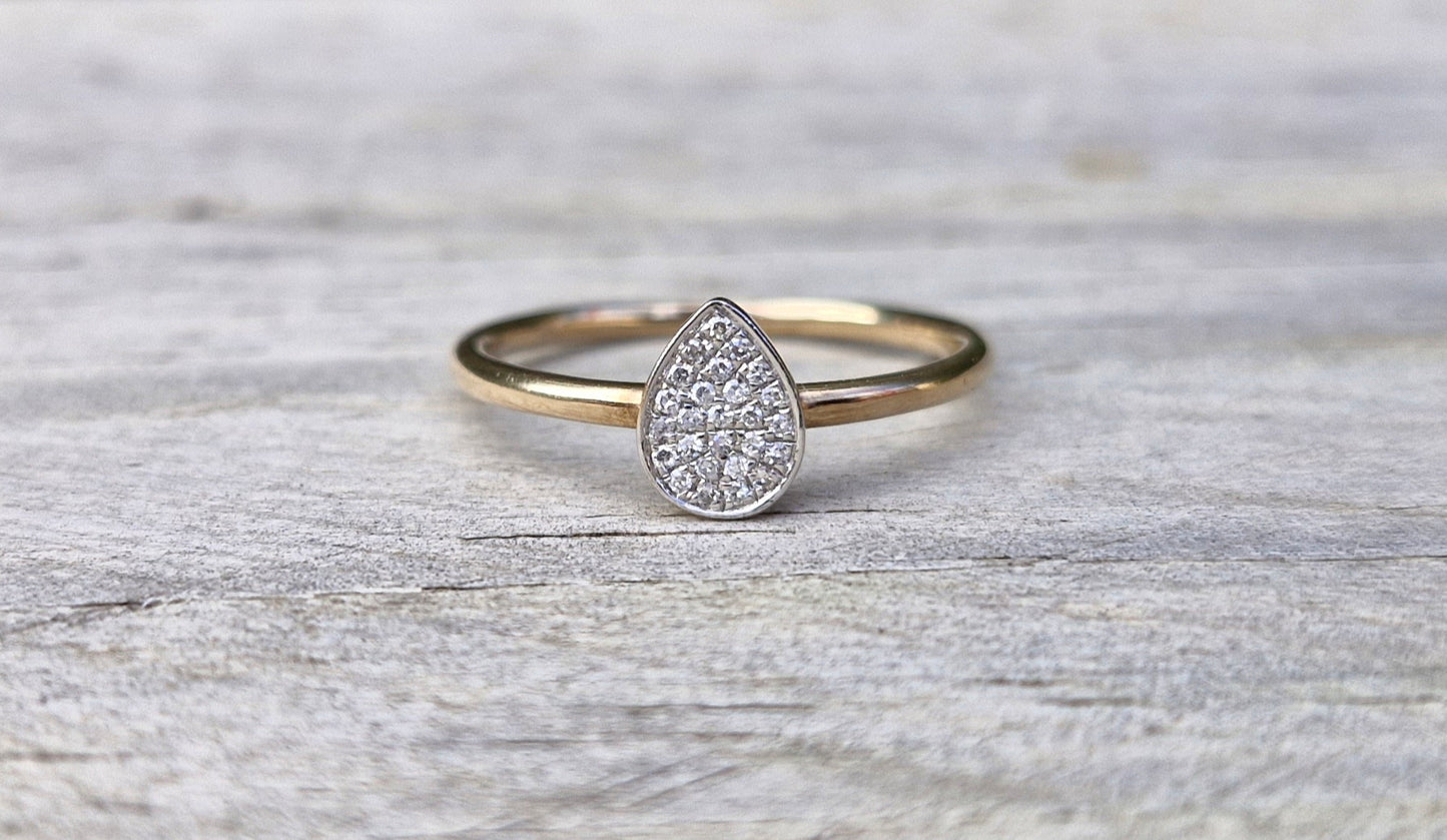 9ct Gold Diamond Ring & Earrings Gift Set, Teardrop Shape - Size N 1/2