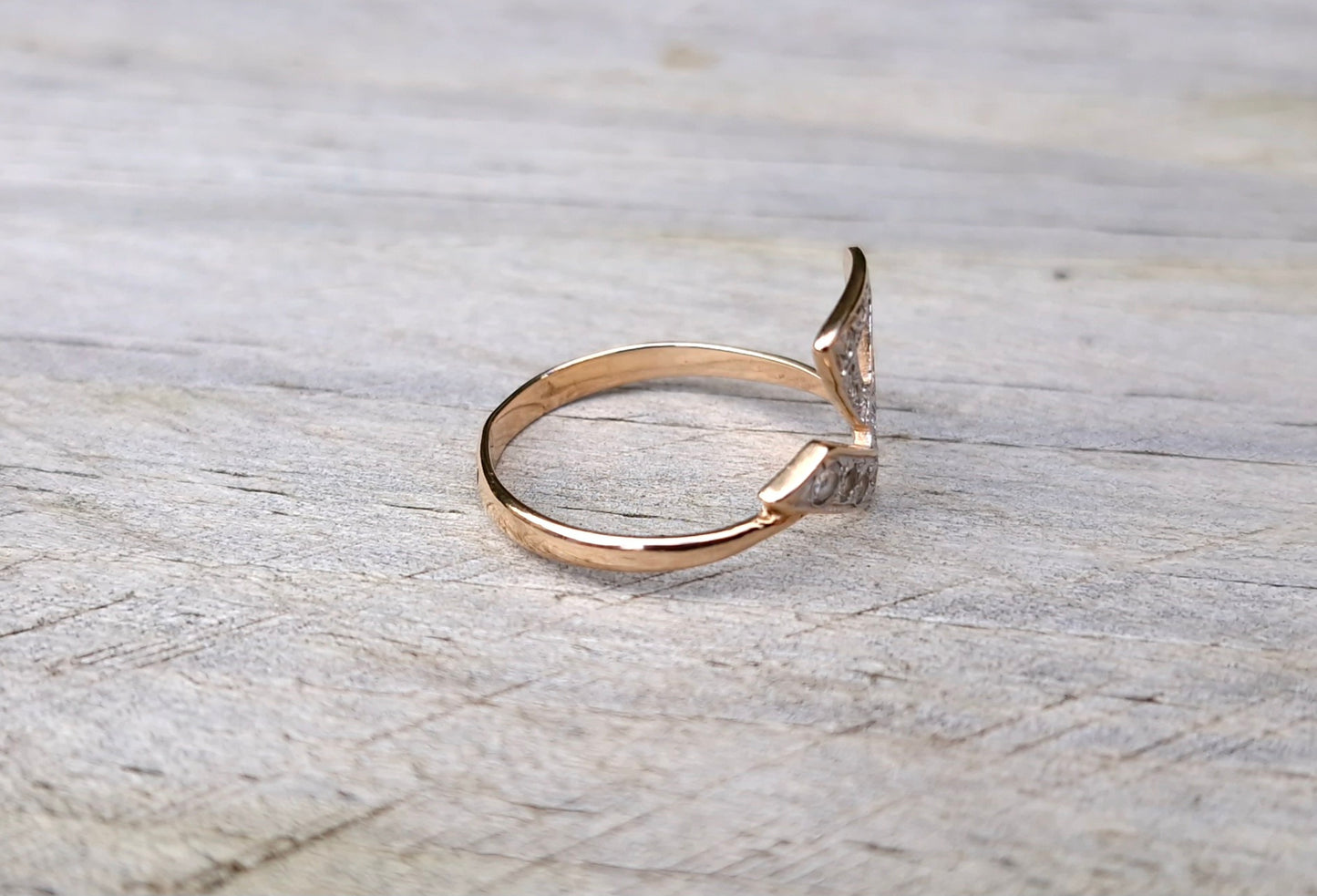 European 14ct Rose Gold Ring, Modern Geometric Design - Size M 1/2 *Scrap Price*