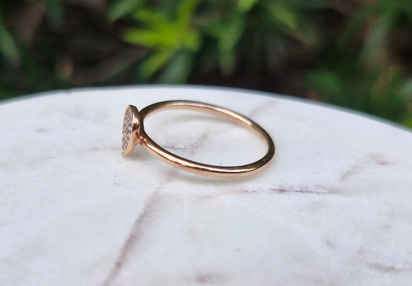 9ct Rose Gold Diamond Ring - Size N 1/2 - *Scrap Price*