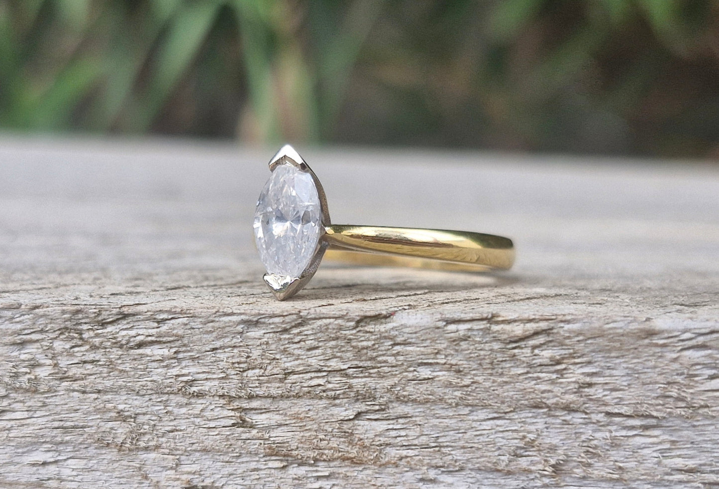 Valuation $10,990 - 1.02ct Marquise Diamond Ring, 18ct Gold - Size M 1/2