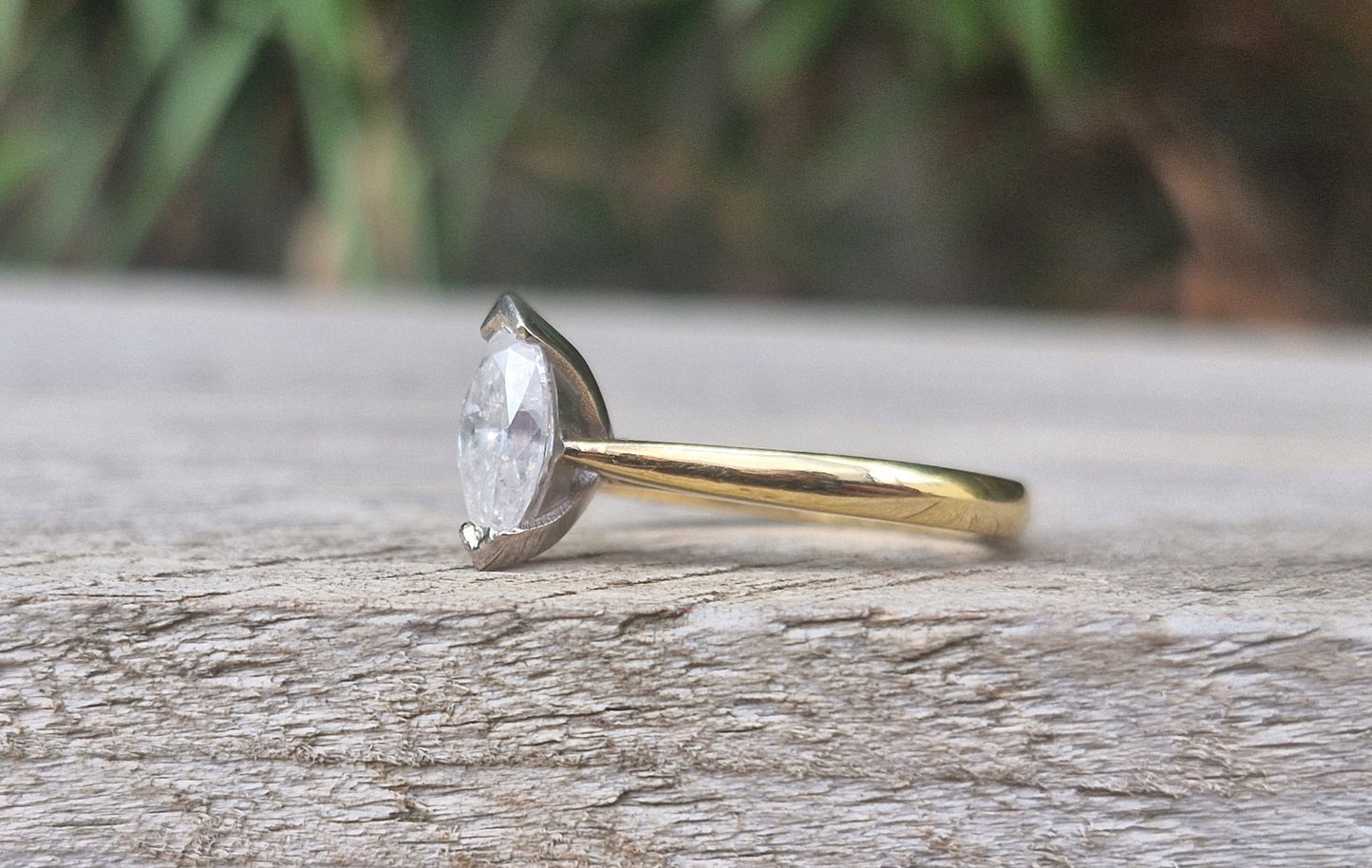Valuation $10,990 - 1.02ct Marquise Diamond Ring, 18ct Gold - Size M 1/2